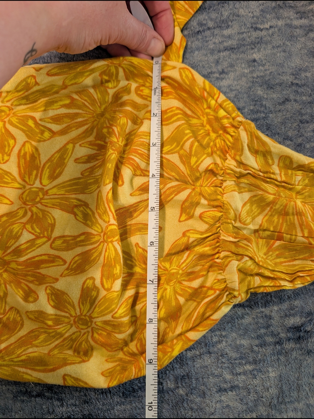 Free People Small Yellow Floral Square-Neck Crop Top - Picture 9 of 9